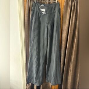 APE The Label Gray Pinstripe Wide Leg Pants Size S NWT